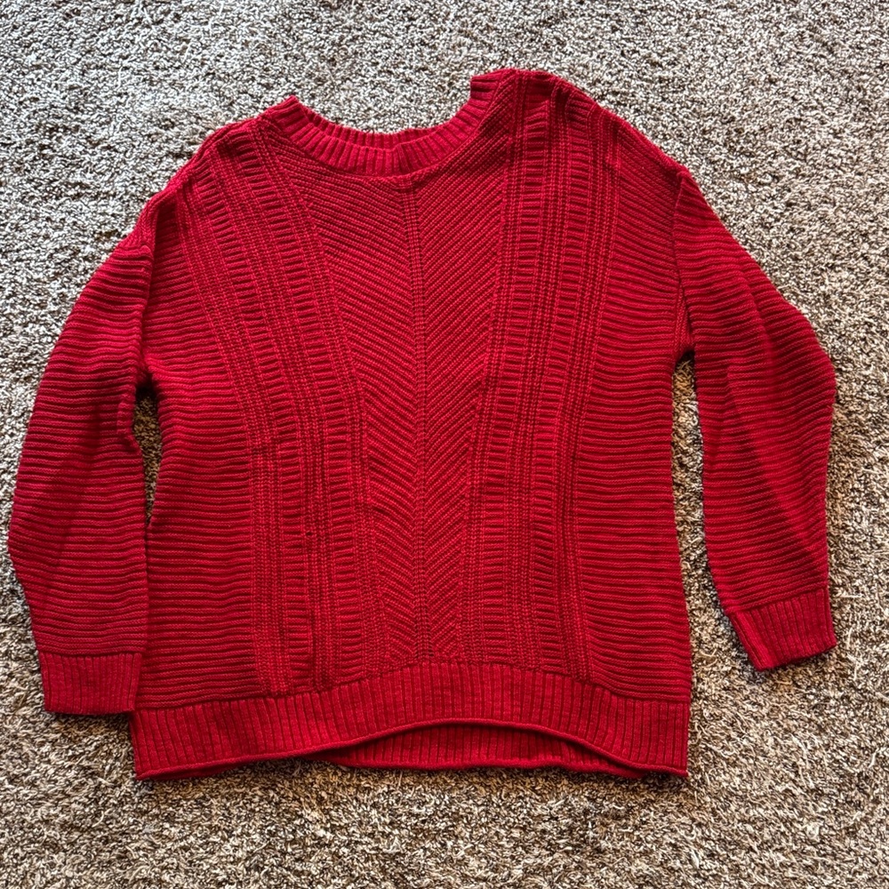 Sonoma Red Cable-Accent Crewneck Sweater